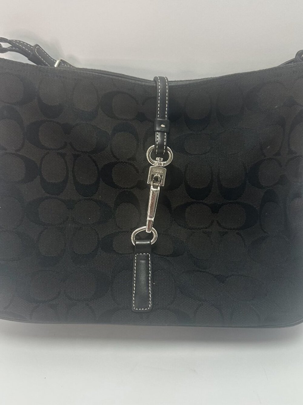 Vintage Coach Black Canvas Leather Signature Shoulder Bag Y2K